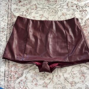 Burgundy Faux Leather micro shorts